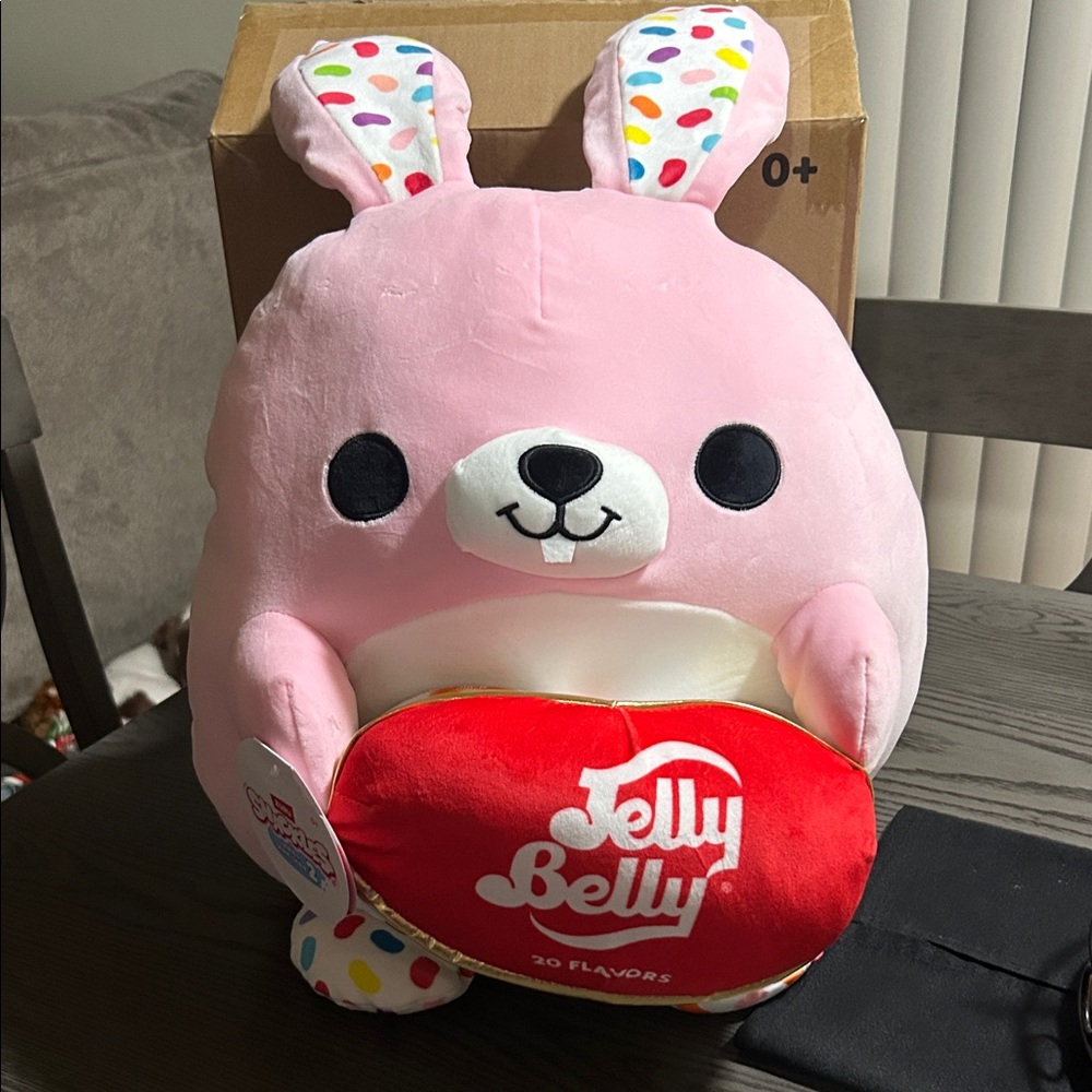 Jelly Belly Pink Bunny Plush with Polka Dot Ears